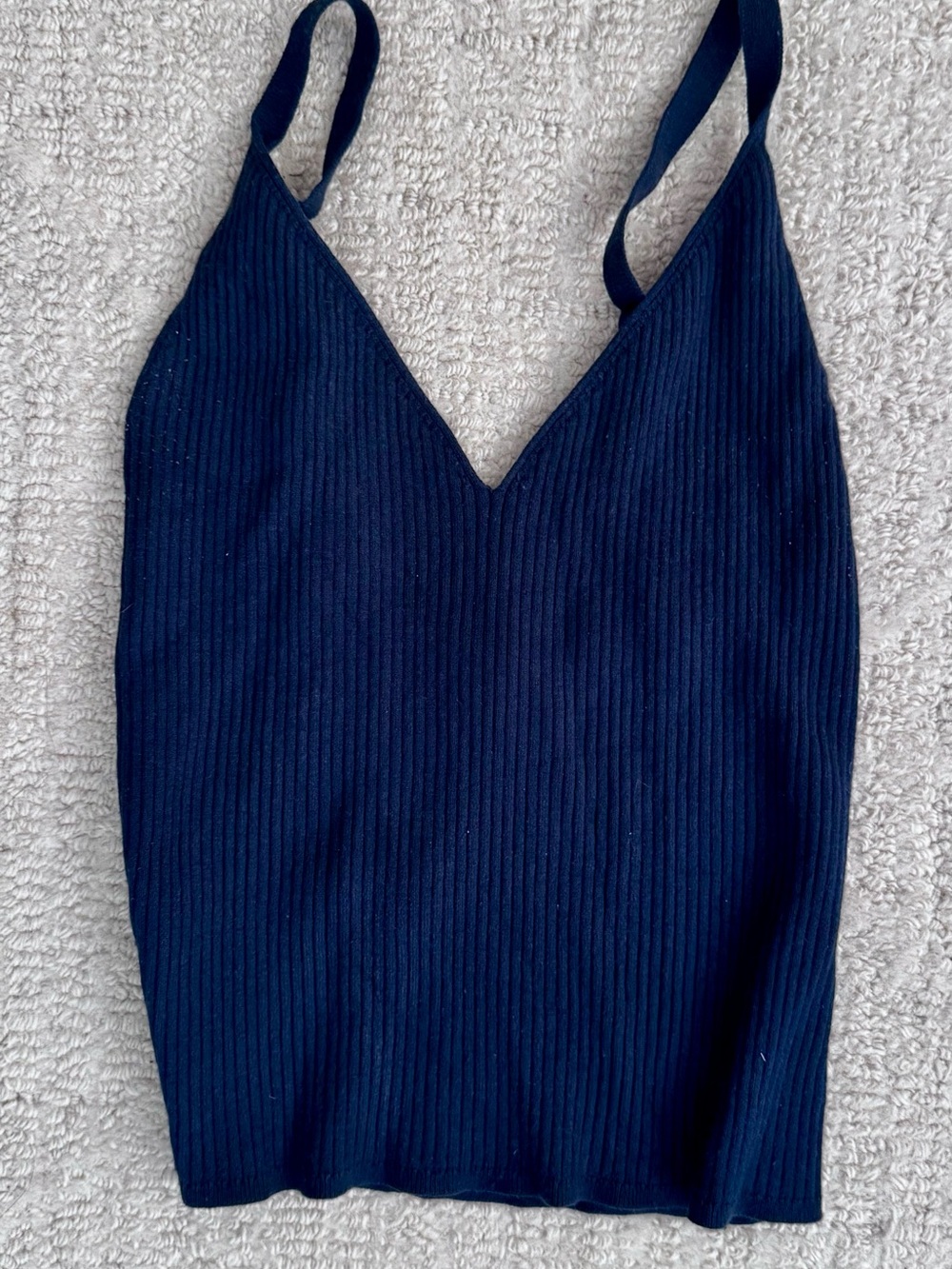 Wilfred Ribbed Knit Top - navy